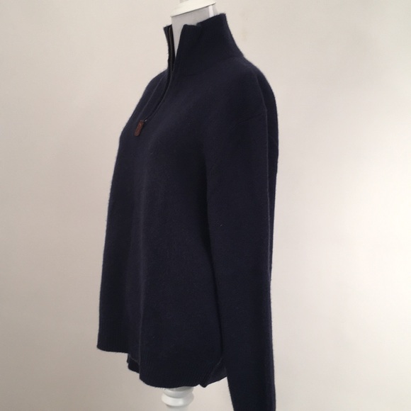 Polo L MENs 100% Cashmere, 1/2 Zip Navy - Picture 3 of 9